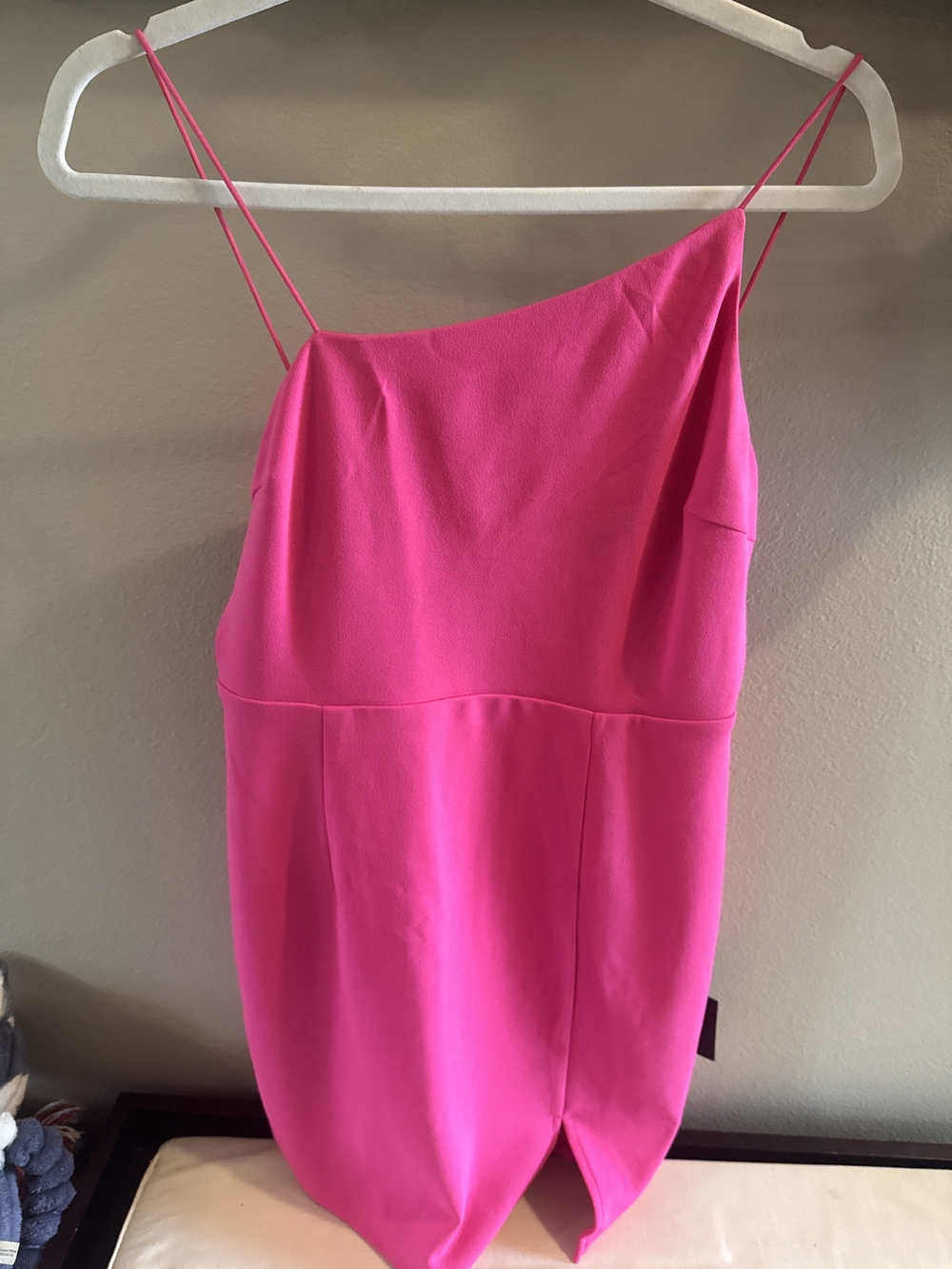 LULUS brand womens size large hot pink one shoulder special occasion dress